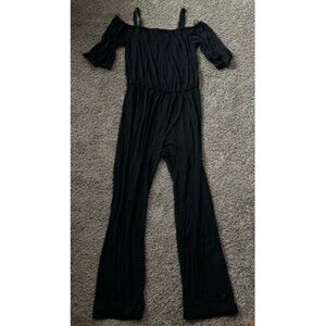 Check It out Womens Black One Piece Stretchy Jumpsuit Pull Over Plus Size 1XL